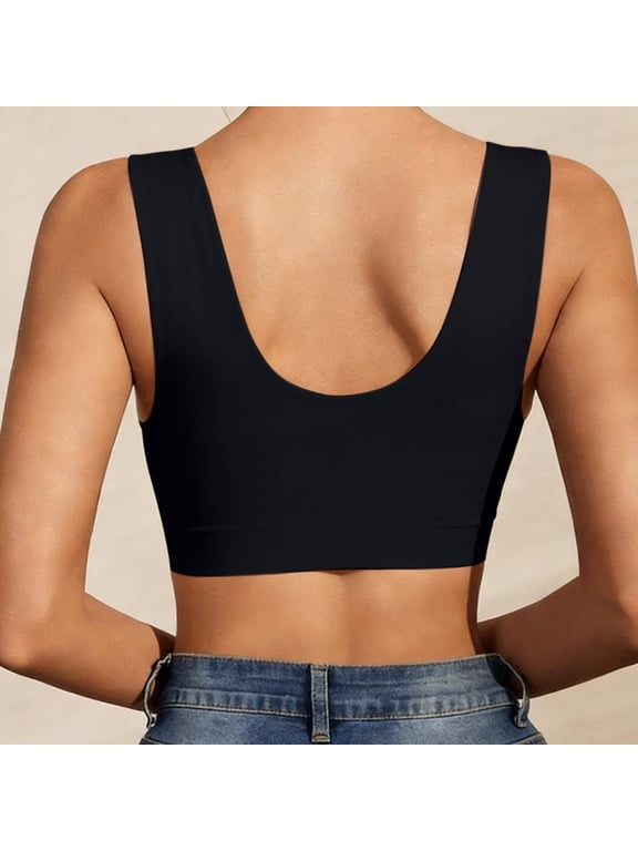 Women's Plus Size Lace Bra Wireless Front Closure No Underwire Breathable Full Coverage Comfortable Everyday Bras, Black,XL