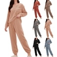 thumbnail image 1 of siminsem Women's Winter Pajamas Set Coral Fleece Flannel Sleepwear 2 Piece Loungewear Thick Oversized Long Sleeve Pjs Cozy Soft V-Neck Top Elastic Waist Pants Gift for Her, Pink,L, 1 of 8