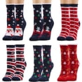 thumbnail image 1 of siminsem Women‘s Wool Socks Winter Warm Thick Crew Cute Christmas Print Knitted Cozy Thermal Socks Vintage Style Stocking Stuffers Gifts for Her one Size Soft Breathable, F,One Size, 1 of 5