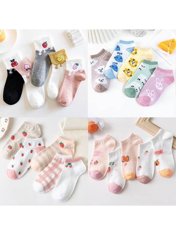 Womens Novelty Socks 5 Pairs Cotton Printed Funny Socks for Women Cute Pattern Colorful Animal Crazy Fun Crew Socks Unisex Great Gift Pack for Men Ladies, J,One Size
