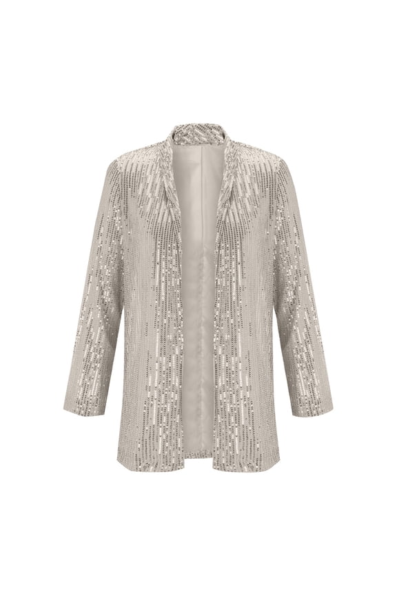 Women's Cardigan Women Sequins Jacket Casual Long Sleeve Glitter Shiny Lapel Outerwear Jacket Cotton Cardigans for Women 3/4 Sleeve Cardigan for Women