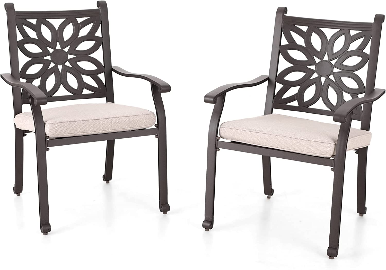 simple 7 PCS Cast Aluminum Retro Design Patio Dining Set with 6 Swivel