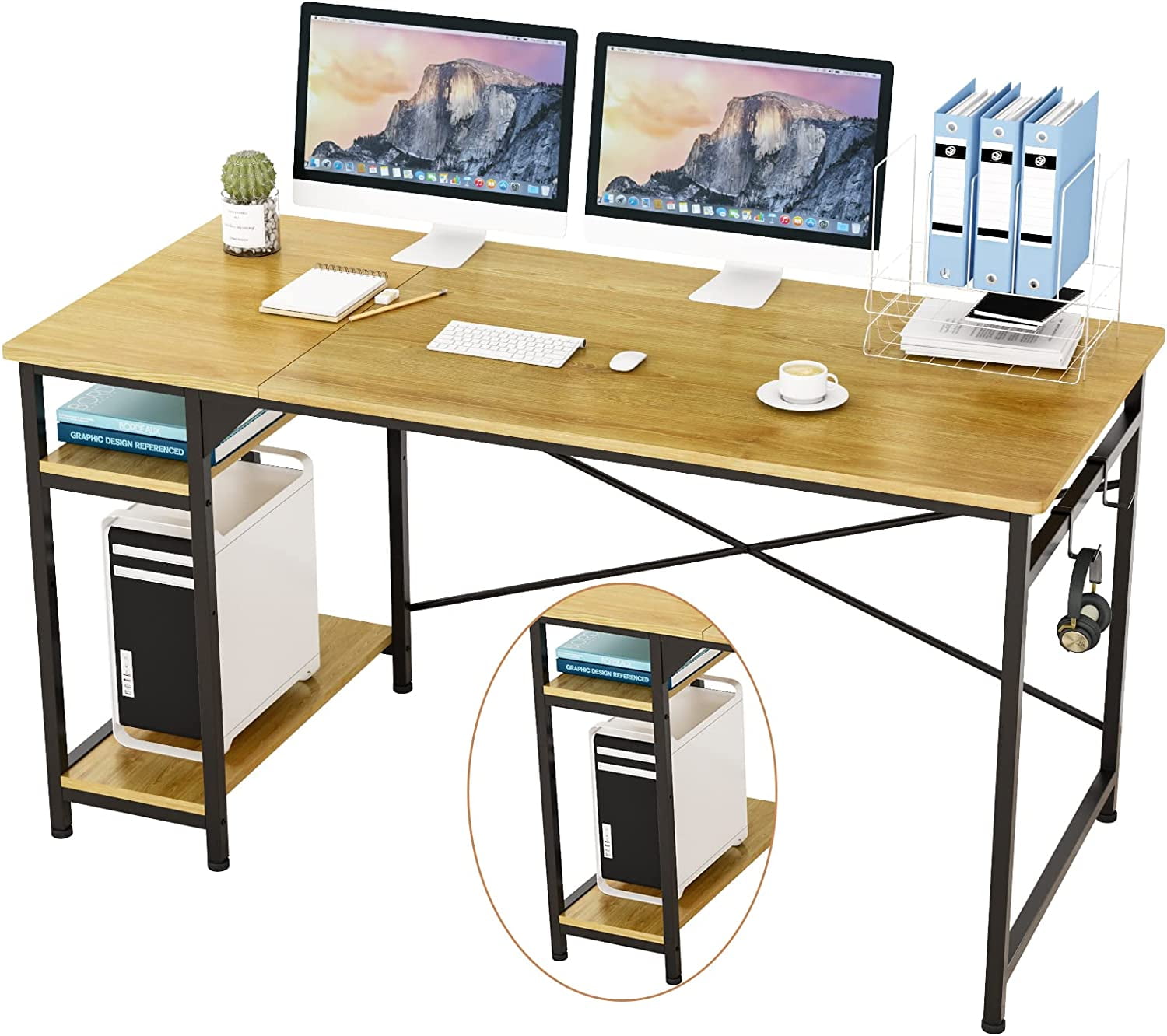 simple Engriy Writing Computer Desk 47" Home Office Study Desk with 2
