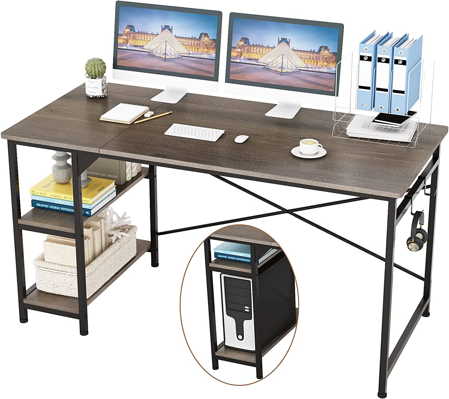 simple Engriy Writing Computer Desk 47" Home Office Study Desk with 2