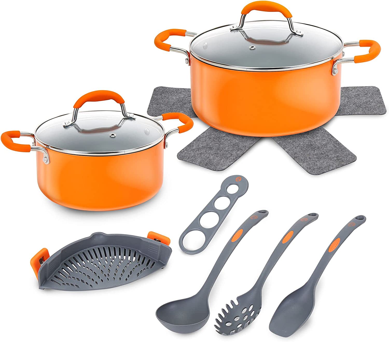 simple Fusion Guard MasterChef 16Piece Cookware Set Gray Antimicrobial Technology Ceramic