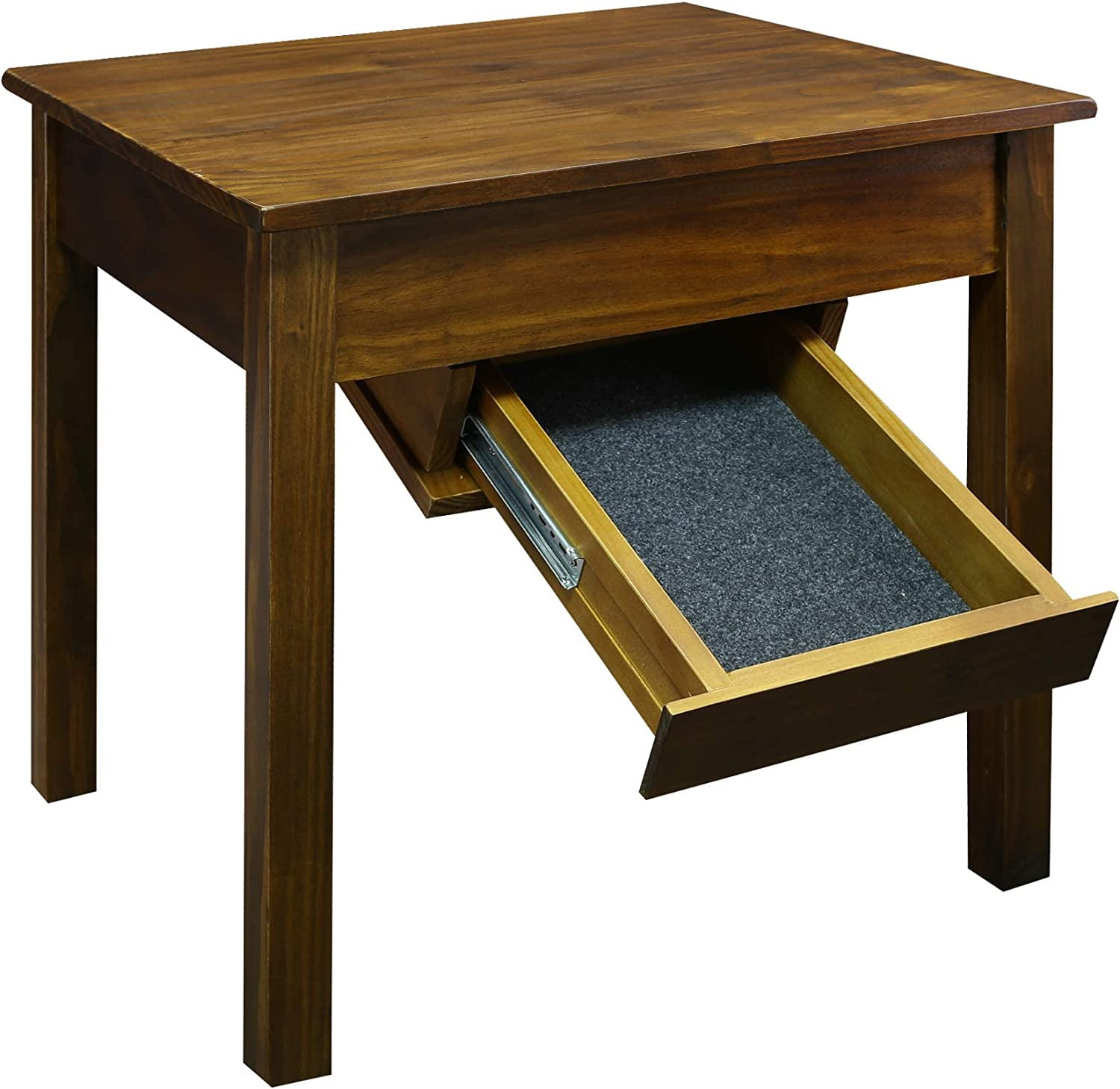simple Home Kennedy End Table Drawer Concealment Furniture Warm Brown