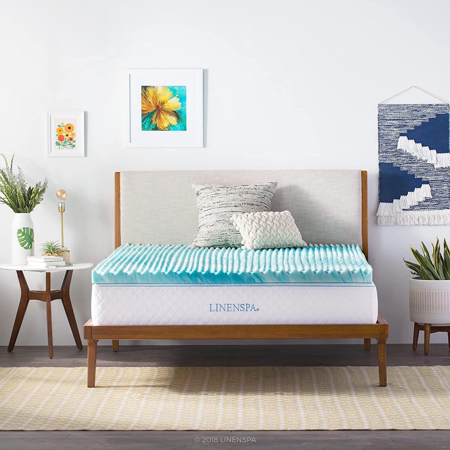 Linenspa 3 Inch Convoluted Gel Swirl Memory Foam Mattress Topper