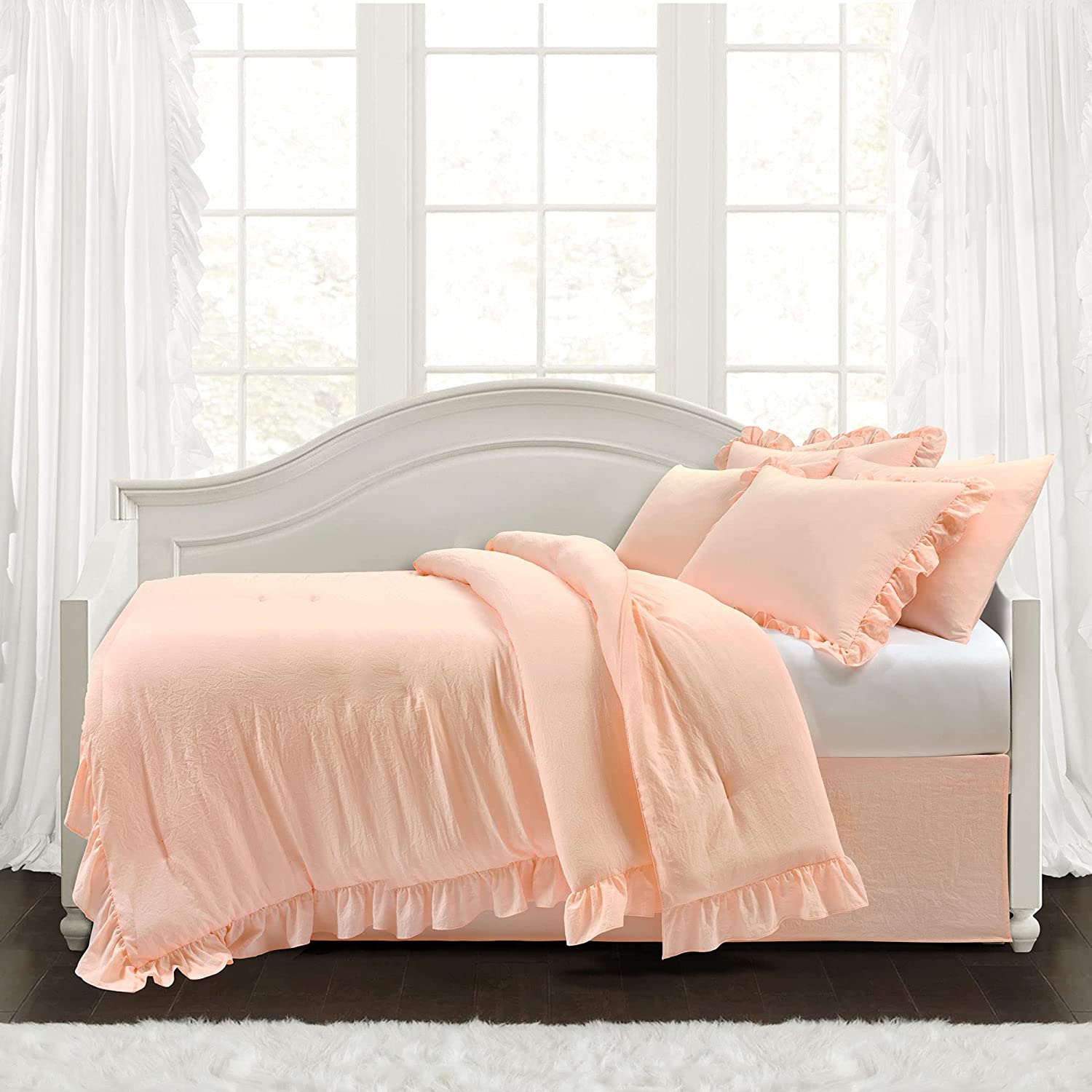 simple Lush Decor Reyna 3Piece Ruffled Comforter Bedding Set with