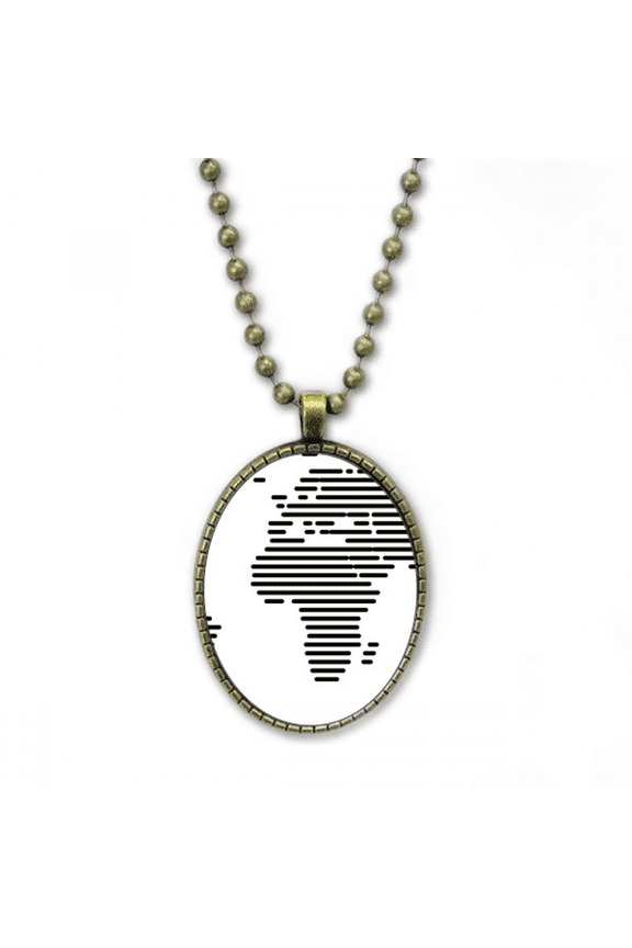 simple black line world map pattern necklace vintage chain bead pendant jewelry collection