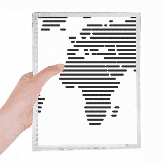 simple black line world map pattern notebook loose diary refillable journal statiry