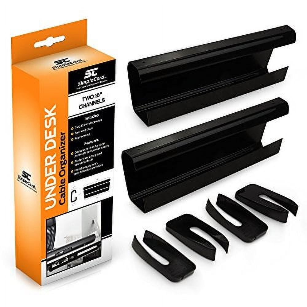 16-Inch Self-Adhesive Under Desk Cable Management Kit - 2-Pack