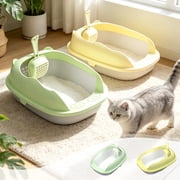 simple litter box, litter box with sides, High Sided Cat Pet Litter Tray Sandbox Deep Loo with Sifting Litter Pedal Pan Cat Potty Toilet Cat Bedpan for Kitty Rabbit Travel, Premium Cat Toilet