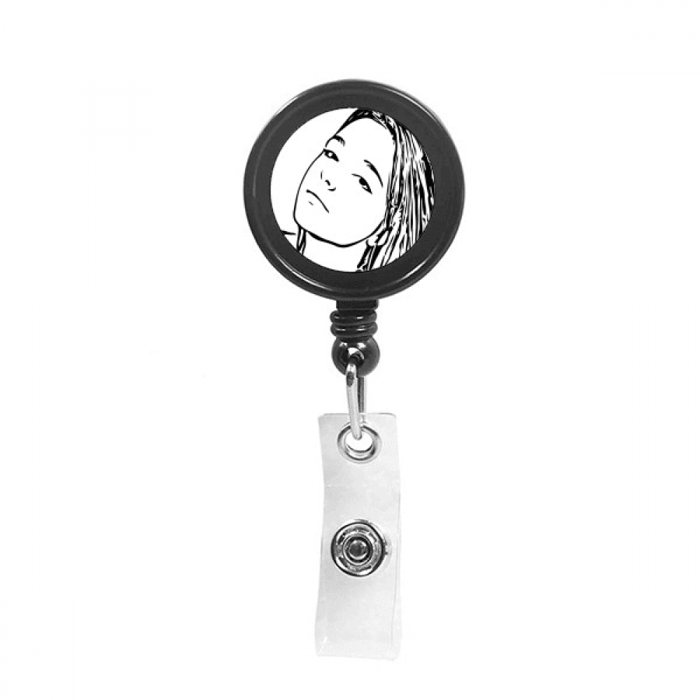 simple occident frail portrait Retractable Keychain Badge Holder ID Badge