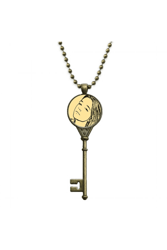 simple occident frail portrait key necklace pendant tray embellished chain