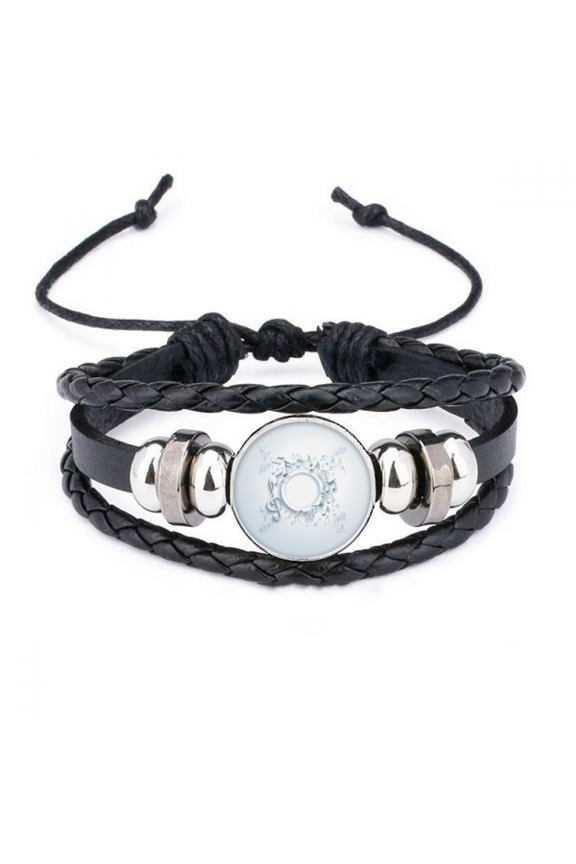 simple rotatg music notes white bracelet braided leather woven wristband