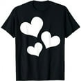thumbnail image 1 of simple three hearts white minimalist cute shaped on black T-Shirt, 1 of 5