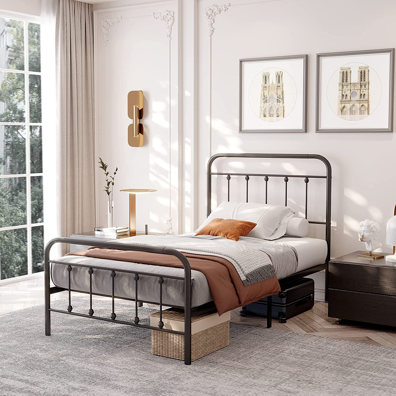 simple zunatu 14Inch Metal Bed Frame Platform Heavy Duty Sturdy