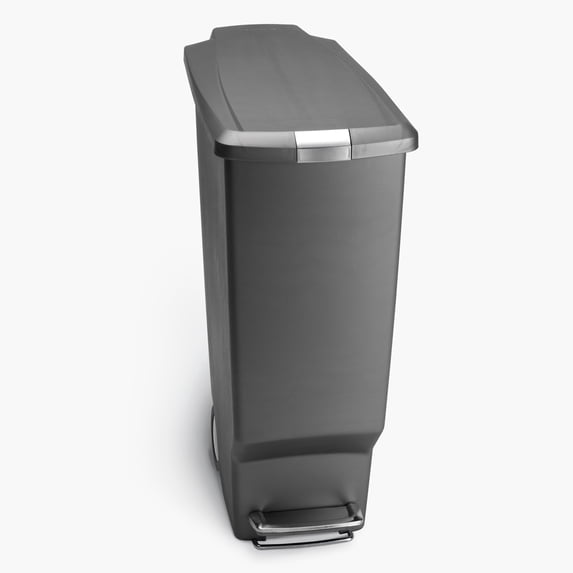 simplehuman Kitchen Trash Can, 10.6 Gallon Plastic Step Garbage Bin with Secure Slide Lock, Soft Close Lid, Gray