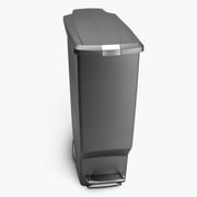 simplehuman 10.6 Gallon Trash Can, Slim Kitchen Step Trash Can With Secure Slide Lock, Gray Plastic