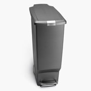 سلة مهملات المطبخ simplehuman، سلة مهملات بلاستيكية سعة 10.6 جالون مع غطاء قفل منزلق آمن، رمادي