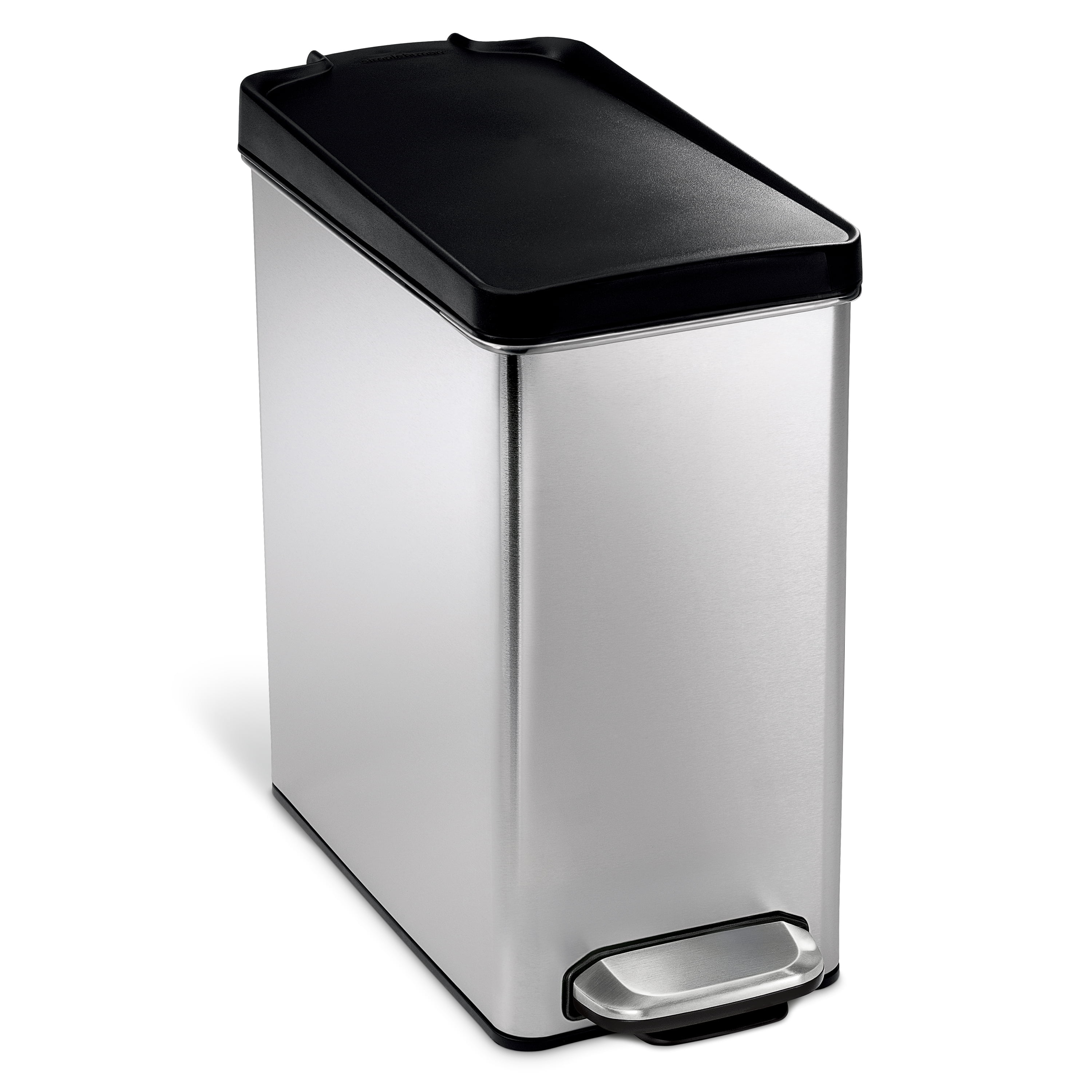 Brushed Stainless Steel 2.6 Gallon Slim Trash Can with Pedal