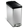 thumbnail image 1 of simplehuman 10 Liter / 2.6 Gallon Bathroom Slim Profile Trash Can, Brushed Stainless Steel with Plastic Lid, 1 of 7