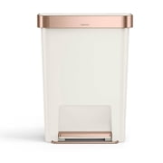 simplehuman 12 gal Plastic Rectangular Kitchen Step Trash Can With Liner Pocket, Cream