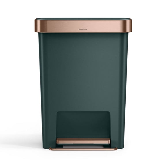 simplehuman 12 gal Plastic Rectangular Kitchen Step Trash Can With Liner Pocket, Hunter