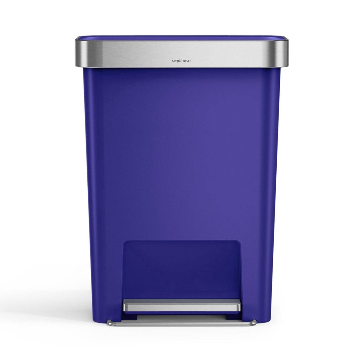 simplehuman 12 gal Plastic Rectangular Kitchen Step Trash Can With Liner Pocket, Indigo