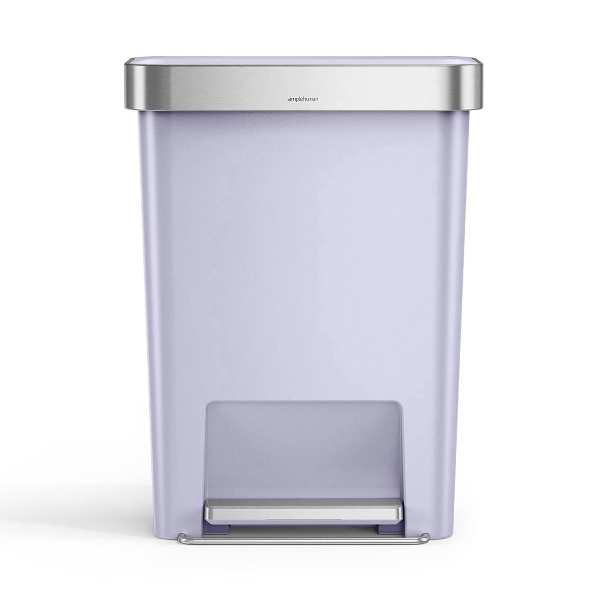 simplehuman 12 gal Plastic Rectangular Kitchen Step Trash Can With Liner Pocket, Lilac