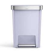simplehuman 12 gal Plastic Rectangular Kitchen Step Trash Can With Liner Pocket, Lilac