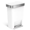 thumbnail image 1 of simplehuman 12 gal Plastic Rectangular Kitchen Trash Can with Liner Pocket, White, 1 of 9