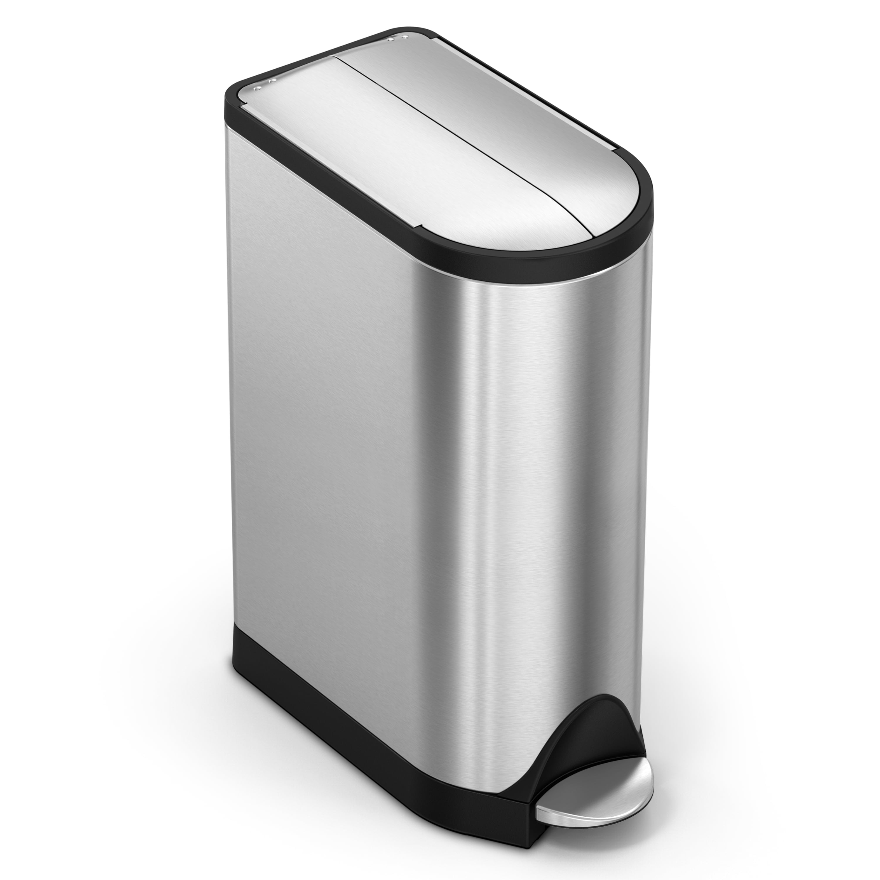18 Liter Brushed Stainless Steel Step-On Trash Can with Butterfly Lid