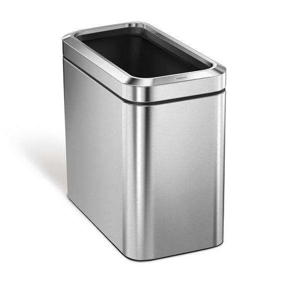 simplehuman 25 Liter / 6.6 Gallon Slim Open Top Trash Can, Commercial Grade Heavy Gauge Brushed Stainless Steel