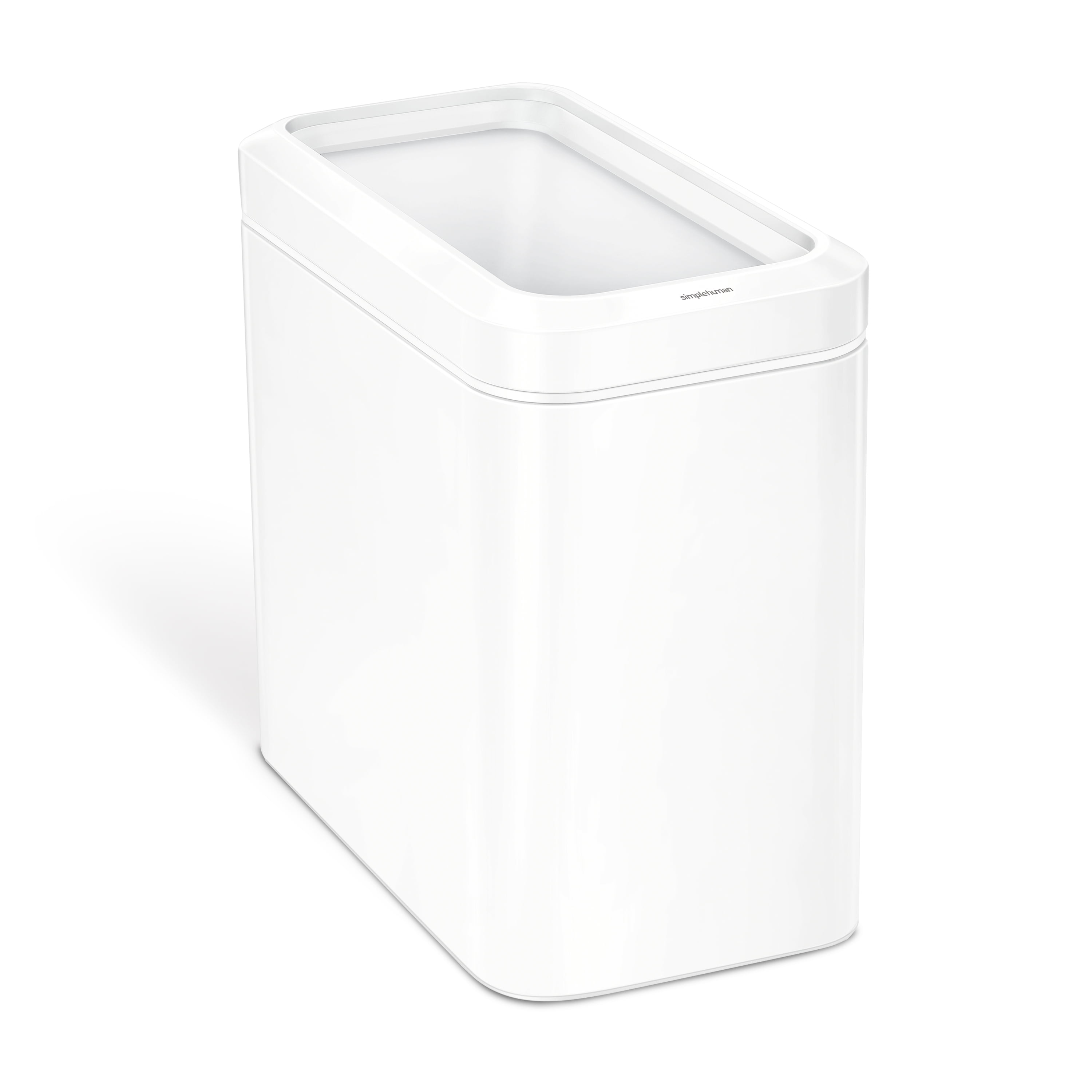 White 25L Slim Open Top Stainless Steel Trash Can