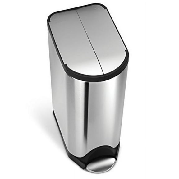 simplehuman 30 Liter / 8 Gallon Stainless Steel Butterfly Lid Kitchen Step Trash Can, Brushed Stainless Steel