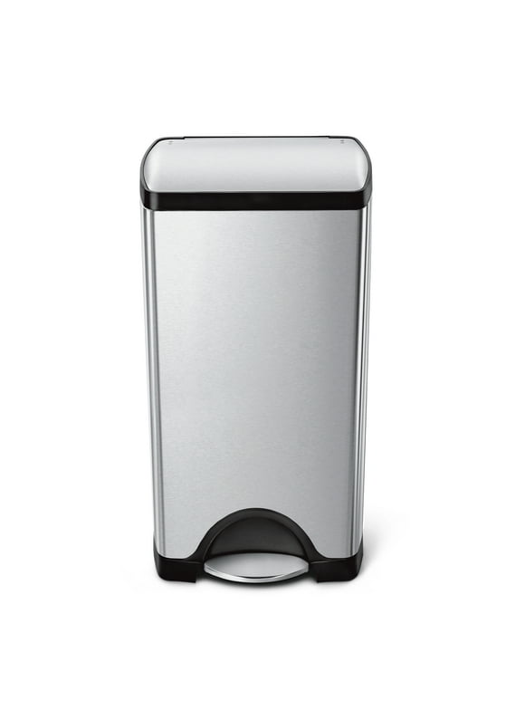 simplehuman 30 Liter / 8 Gallon Stainless Steel Rectangular Kitchen Step Trash Can, Brushed Stainless Steel