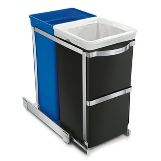 Dextrus Double 43 Quart Pull-Out Trash Can Recycling Bin with Lid, Sliding  Waste Garbage Container with Silent Slides, Gray