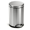 thumbnail image 1 of simplehuman 4.5 Liter / 1.2 gal Round Stainless Steel Bathroom Step Trash Can, Brushed, 1 of 7