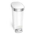thumbnail image 1 of simplehuman 40 Liter / 10.6 Gallon Slim Kitchen Step Trash Can with Liner Rim, White Plastic, 1 of 5