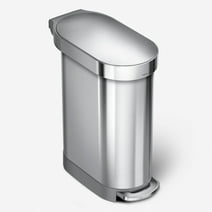 simplehuman 45 Liter / 12 Gallon Slim Kitchen Step Trash Can with Liner Rim, Brushed Stainless Steel