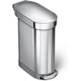 thumbnail image 1 of simplehuman 45 Liter / 12 Gallon Slim Kitchen Step Trash Can with Liner Rim, Brushed Stainless Steel, 1 of 9