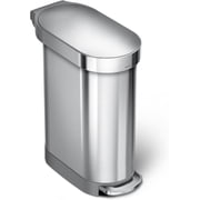 simplehuman 45 Liter / 12 Gallon Slim Kitchen Step Trash Can with Liner Rim, Brushed Stainless Steel
