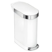 simplehuman Kitchen Trash Can, 45 Liter / 12 Gallon Slim Step Garbage Bin with Soft Close Lid, White