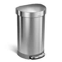 simplehuman 45 Liter / 12 gal Stainless Steel Semi-Round Kitchen Step Trash Can with Soft-Close Lid, Brushed