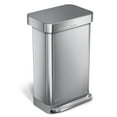 thumbnail image 1 of simplehuman 45 Liter Rectangular Kitchen Step Trash Can, Brushed Stainless Steel with Plastic Lid, 1 of 6