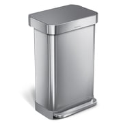simplehuman Kitchen Trash Can, 11.8 Gallon Stainless Steel Step Garbage Bin with Soft Close Lid. Silver