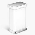 thumbnail image 1 of simplehuman 45 Liter Rectangular Hands-Free Kitchen Step Trash Can with Soft-Close Lid, White Steel, 1 of 11