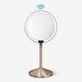 thumbnail image 1 of simplehuman 5" Round Mini Travel Sensor Makeup Mirror, 10x Magnification, Rechargeable, Rose Gold Stainless Steel, 1 of 5