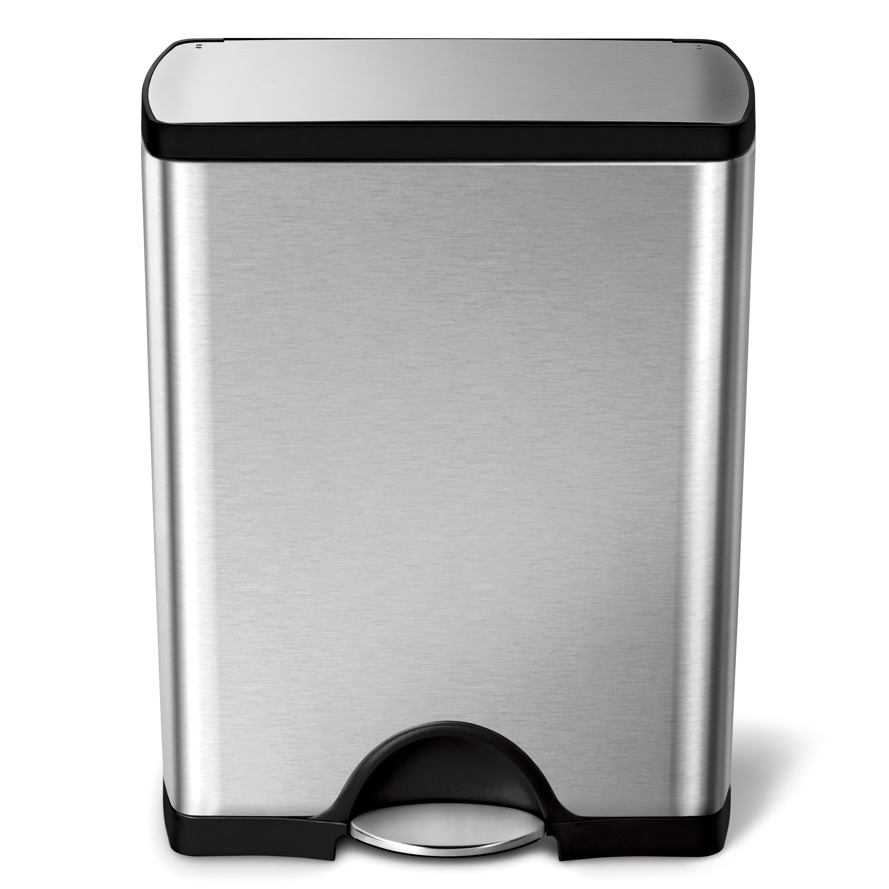 simplehuman Kitchen Step Garbage Can with Lid Foot Pedal, 50L/13.2